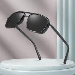 CRIXALIS Fashion Polarized Sunglasses for Men Rectangele Metal Hip Hop Punk Sun Glasses Women Travel Anti-UV Beach Shades Male