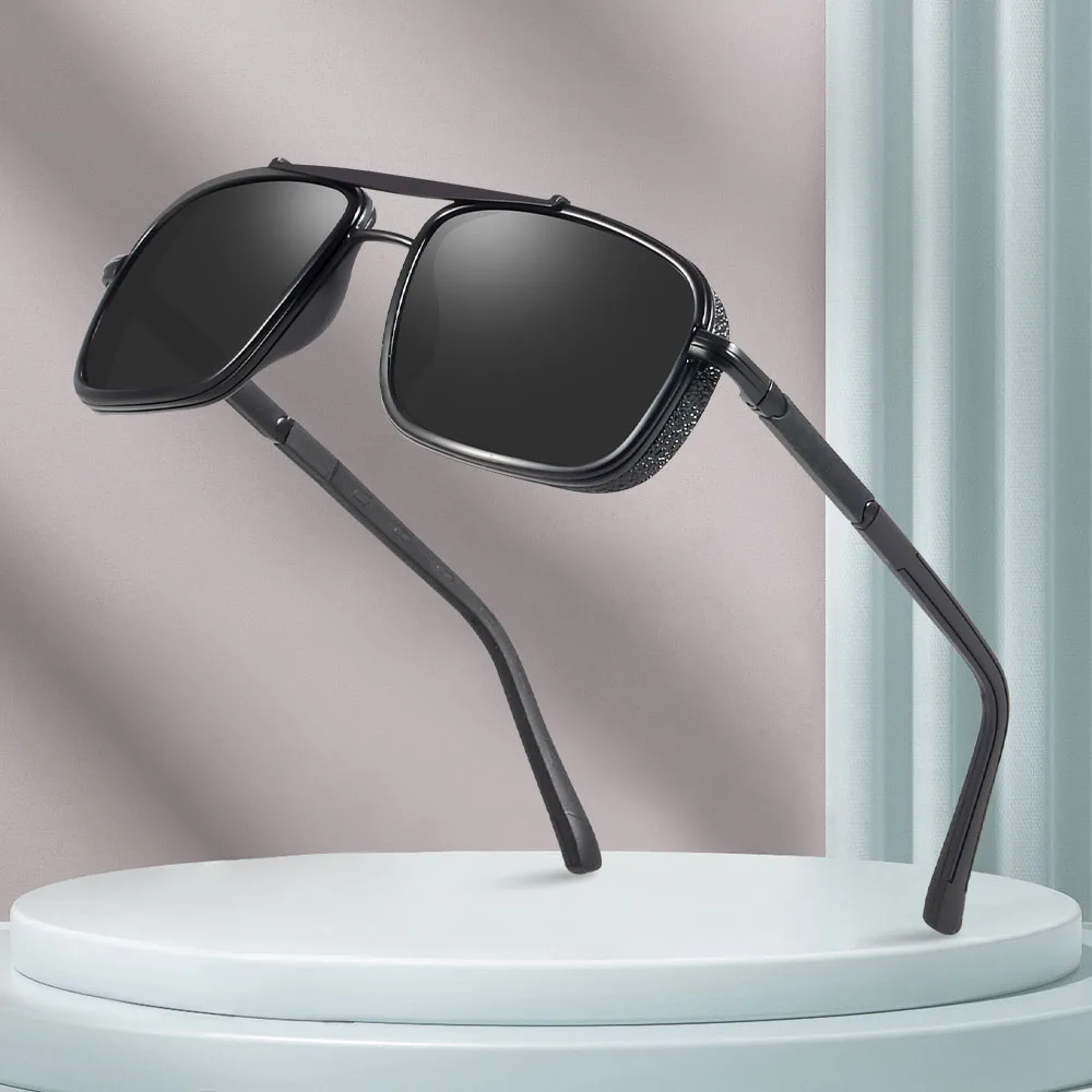 CRIXALIS Modne spolaryzowane okulary przeciwsłoneczne dla mężczyzn Rect Torino Metal Hip Hop Punk Okulary przeciwsłoneczne Kobiety Podróżne anty-UV Odcienie plażowe Mężczyzna