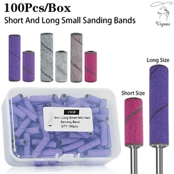 100Pcs 3mm Mini Nail Sanding Bands Remove Dead Skin Cuticle Polishing Sand Ring Set Manicure Tools，Two Size，12. 5mm/20mm Length