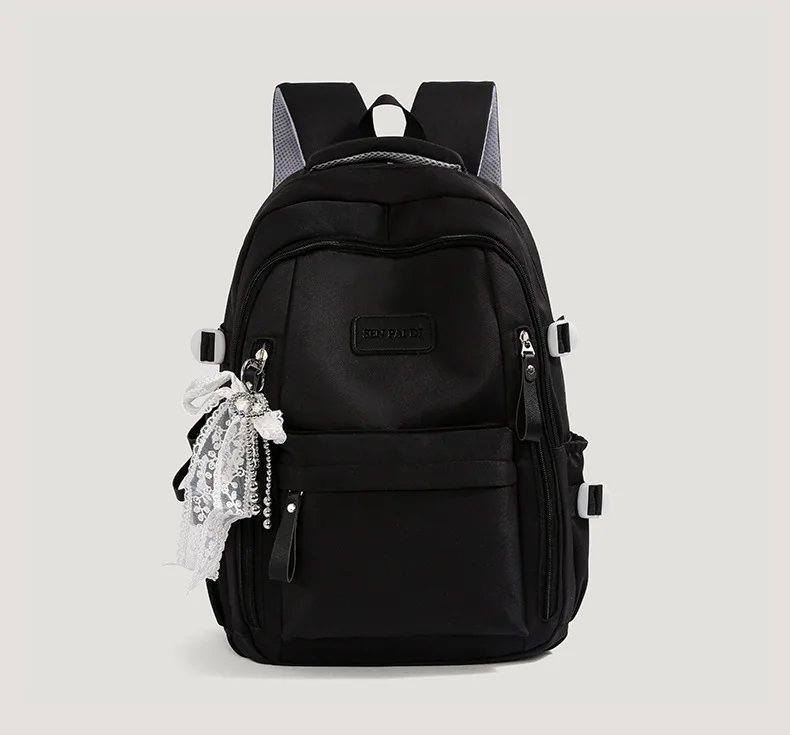 New Female High Capacity Waterproof College Backpack With Lace Pendant Trendy Women Laptop School Bags Cute Girl Travel Book Bag