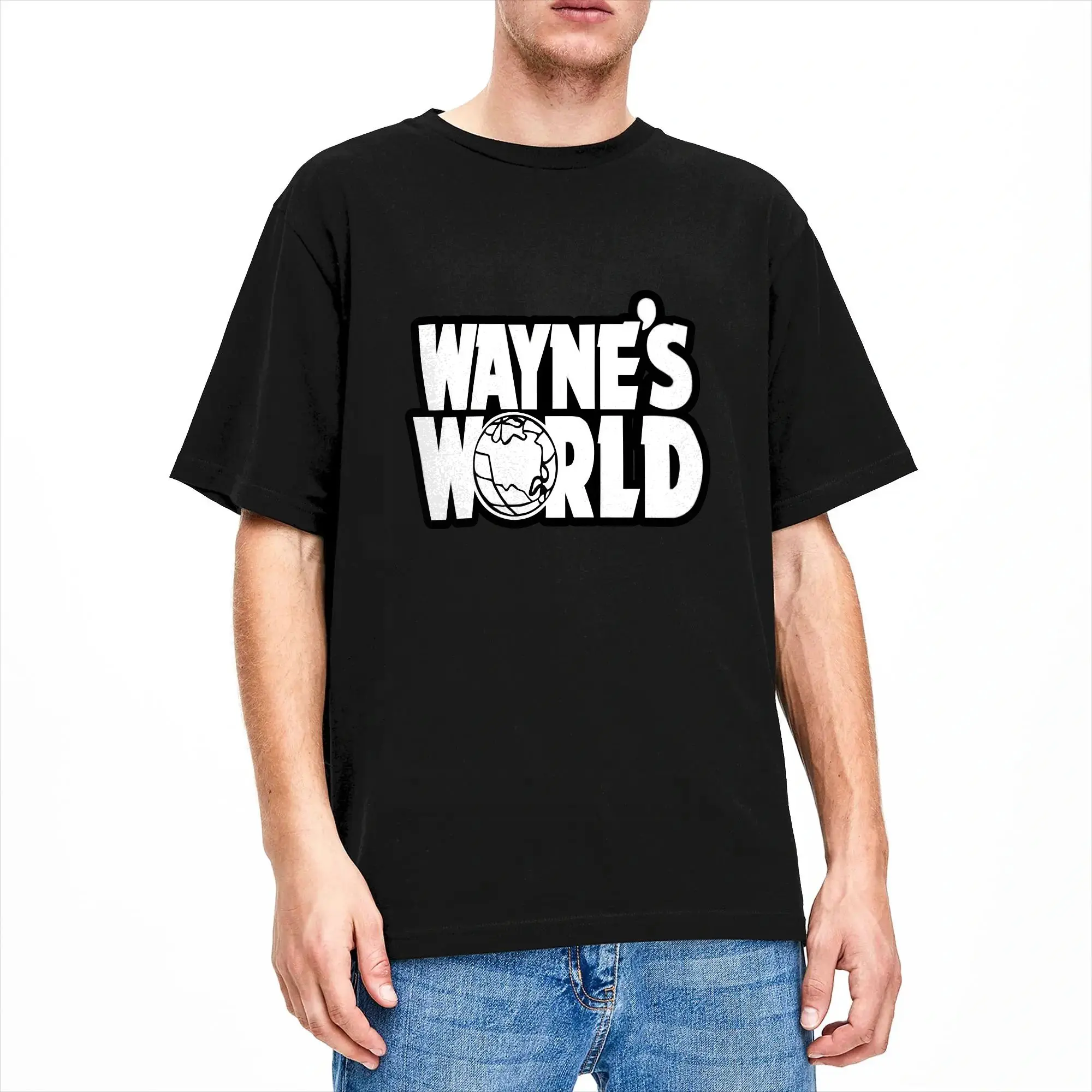 Wayne’s World T Shirts Men Pure Cotton Vintage T-Shirts O Neck  Tee Shirt Short Sleeve Clothing Birthday Present
