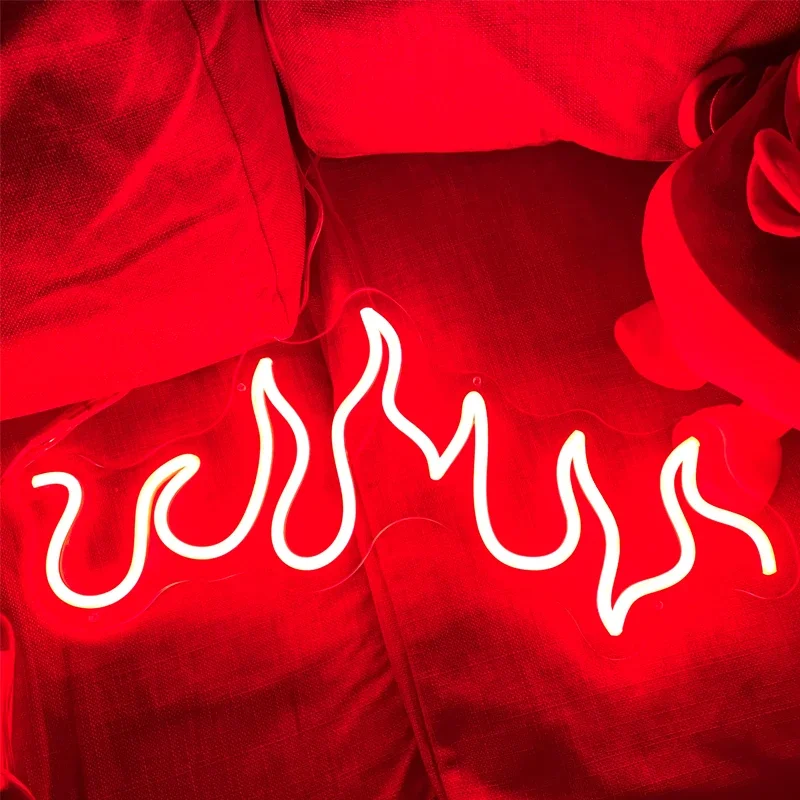 red burning flame art led light neon sign design decoracao lampada de noite personalizada para quarto decoracao de parede 01