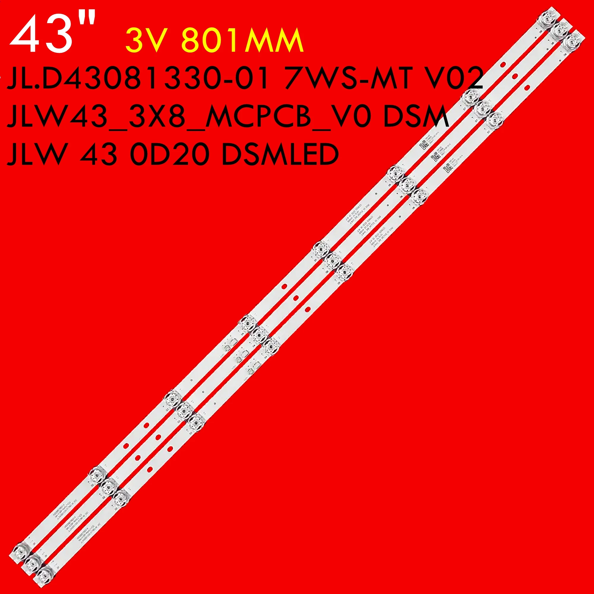 5/10 Kit LED TV Backlight Strip for JL.D43081330-017WS-MT V02 JLW 43 0D20 DSMLED JLW43_3X8_MCPCB_V0 DSM