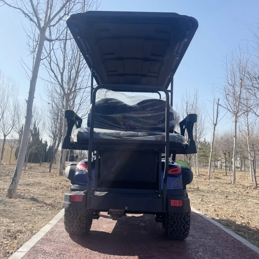 72V Electric Golf Cart Utility Buggy Off-Road Golf Cart For Resorts And Villas Black And Red Racing Livery Seat With Headrest