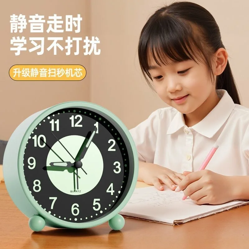 Luminous alarm clock for the elderly bedroom bedside special student with desktop silent hour clock strong wake-up artifact