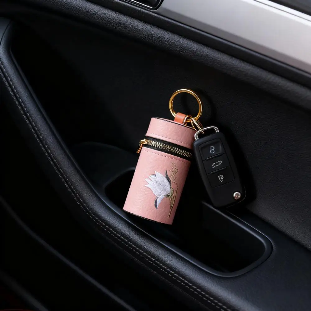 Mini Bucket Coin Purse Embroidery Flowers Lipstick Storage Bag Keychain Earphone Bag Small Bag Pendant Fashion Accessories