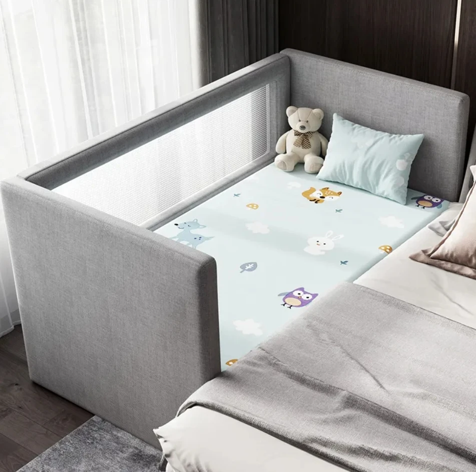 #Modern Design Baby Crib With High Guardrail Soft Bag Breathable Wood & Plastic Bed For Bedroom