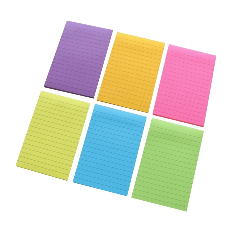 6Pcs Sticky Notes Pads 4x6inch Pocket Memo Pad Self-ashesive Note Papers