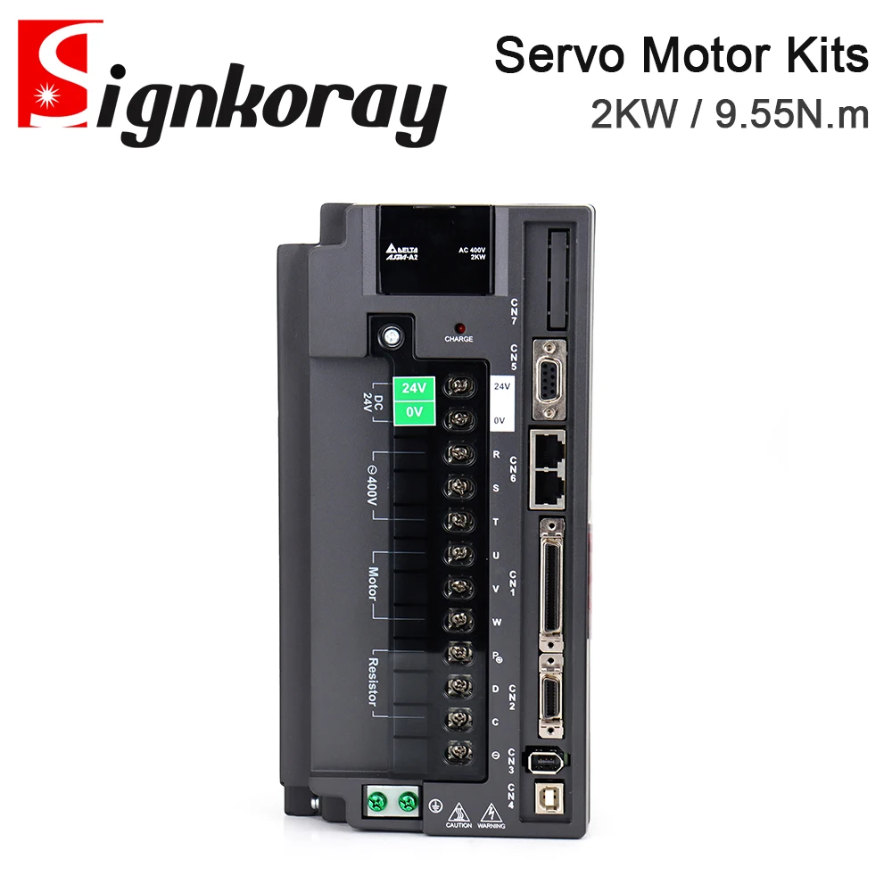 SignkoRay Delta 2KW AC Servo Motor Driver Kits 9.55N.m 2000rpm ASD-A2-2043-M+ECMA-K11320RS for CNC Engraver Machine