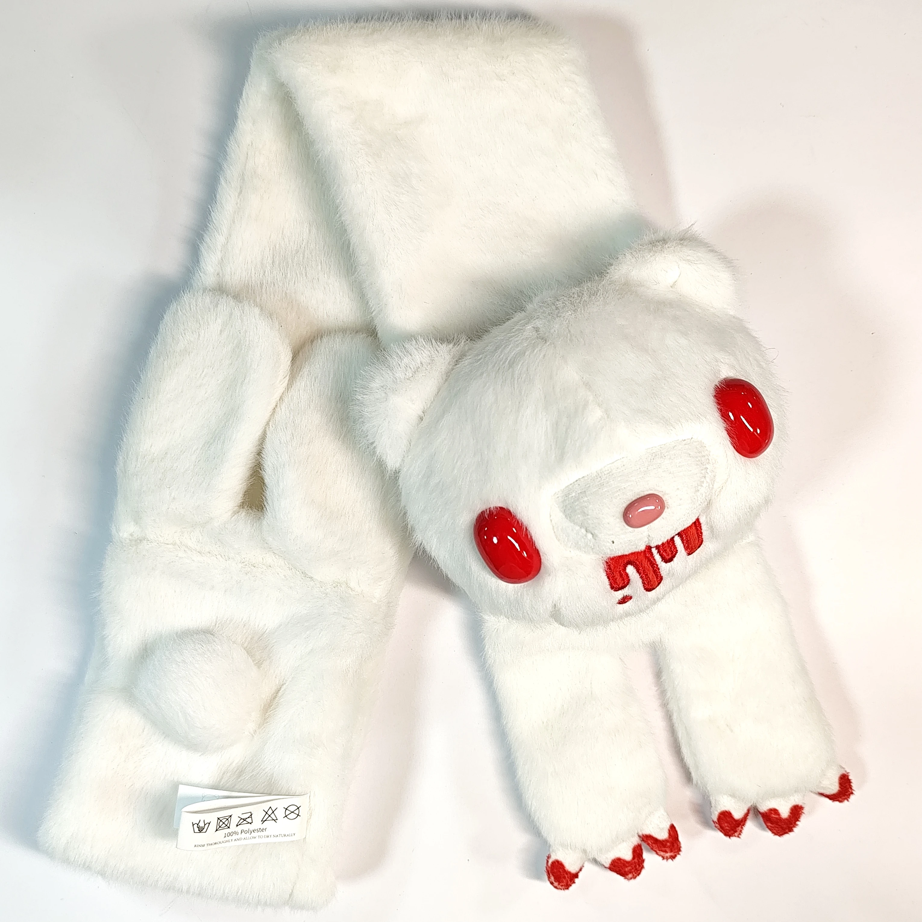 Plush scarf with cute Bear design. Soft, cute bear - head shape. Perfect for staying warm in style.