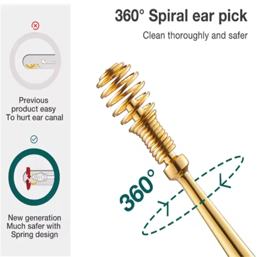 Eliminación de cera de oídos 360 ° Limpiador de conducto de oído con masaje en espiral, herramientas de cuidado de los oídos de image 5