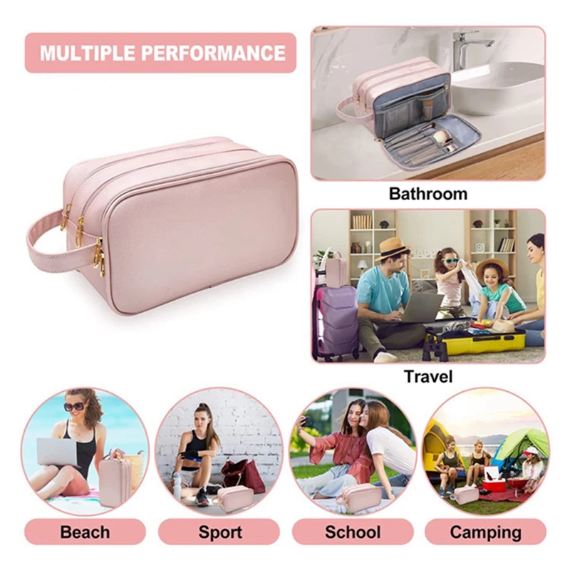 Water Resistant Toiletry Bag For Women Travel Essentials Travel-Makeup-Bag Eco Leather Cosmetic Makeup Organizer