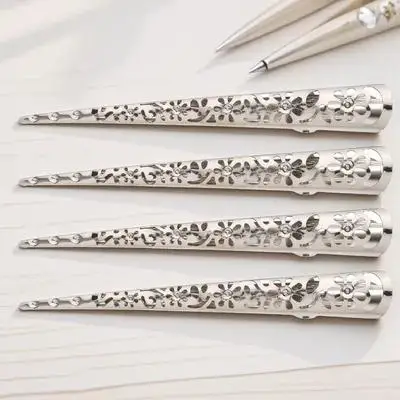 4 قطع مشبك شعر معدني فضي متين للنساء مع تصميم جميل ورقيق وإكسسوارات أنيقة ومشبك شعر مجوف #6