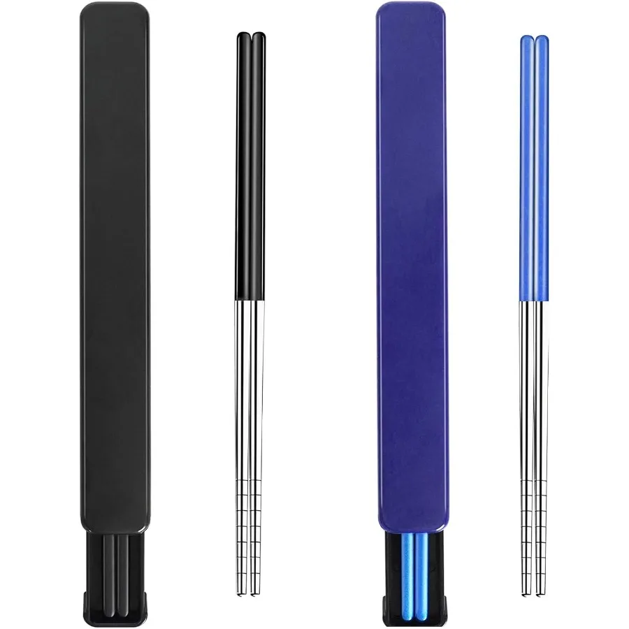 

Portable and Reusable Chopsticks Stainless Steel Chopsticks with Case for SchoolCamping Travel Bento Box 9 Inches in length Alt