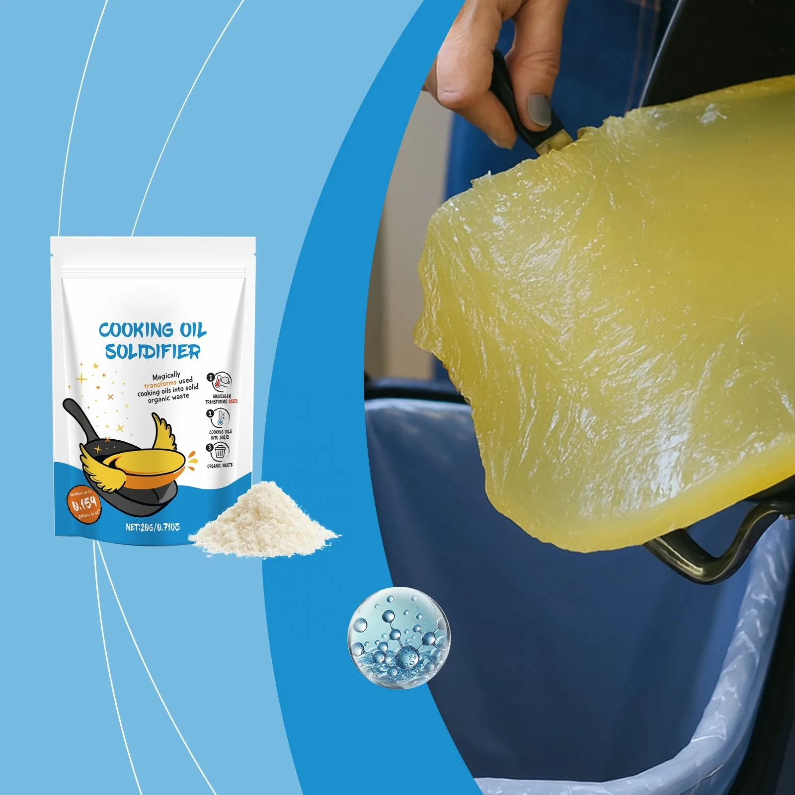 عملي المنزلية زيت الطبخ الصلبة بسرعة القلي الشواء النفايات النفط تصلب صديقة للبيئة أداة تنظيف المطبخ