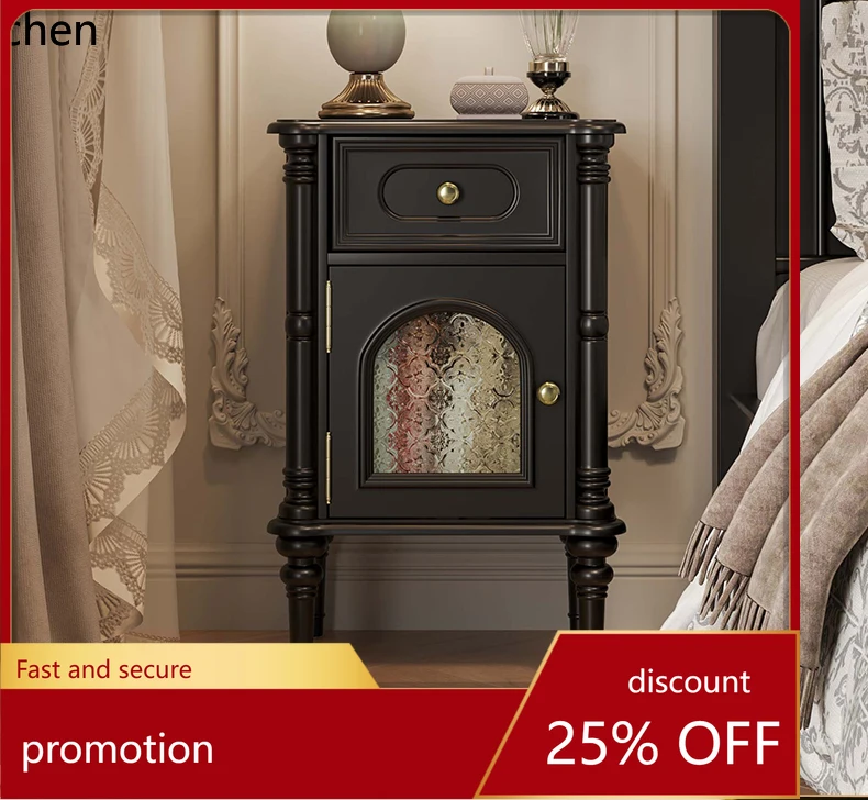 

ZML bedside table small bedroom retro bedside storage antique locker