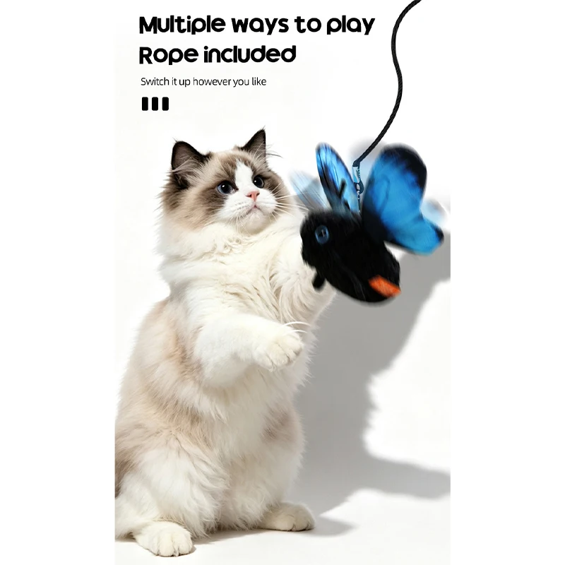 

Flapping Butterfly Cat Toy Rechargeable Interactive Cat Toy With Multiple Modes Hanging Elastic String Pet Teaser For Exercise