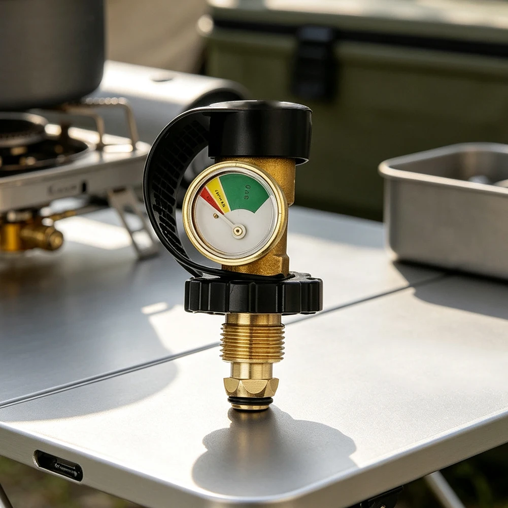 For POL to For QCC1 Adapter for 100 lb Propane Tank Brass and Stainless Steel Construction Fluorescent Level Indicator
