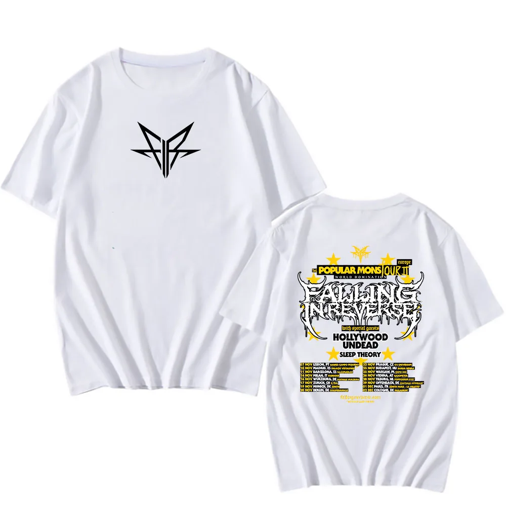 Falling in Reverse The Popular Mons Tour T-shirt Short Sleeve Cotton Summer Tshirts Hip Hop Streetwear Men Clothes Graphic Tees