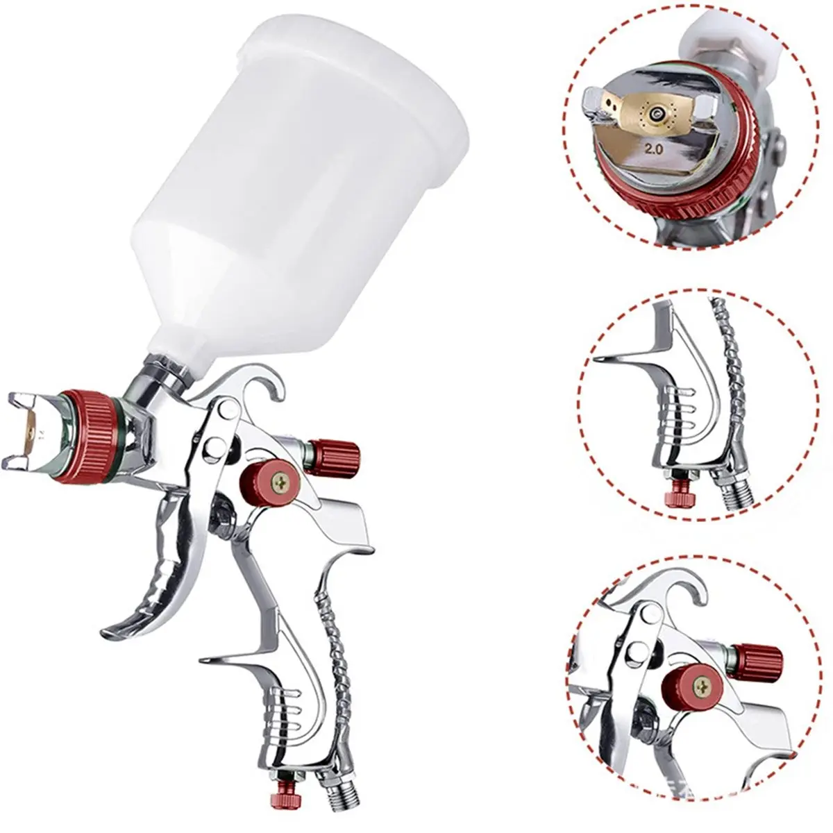 HVLP Spay 1.7/2.0mm Nozzle Airbrush for Car Painting Tool 600ml No Clean Disposable Measuring Cup
