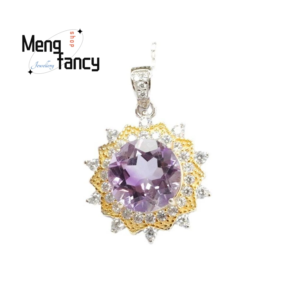 Natural Amethyst Pendant Purple Colour Treasure Exquisite Elegant Necklace Wedding Souvenir Fashion Luxury Jewelry Holiday Gifts