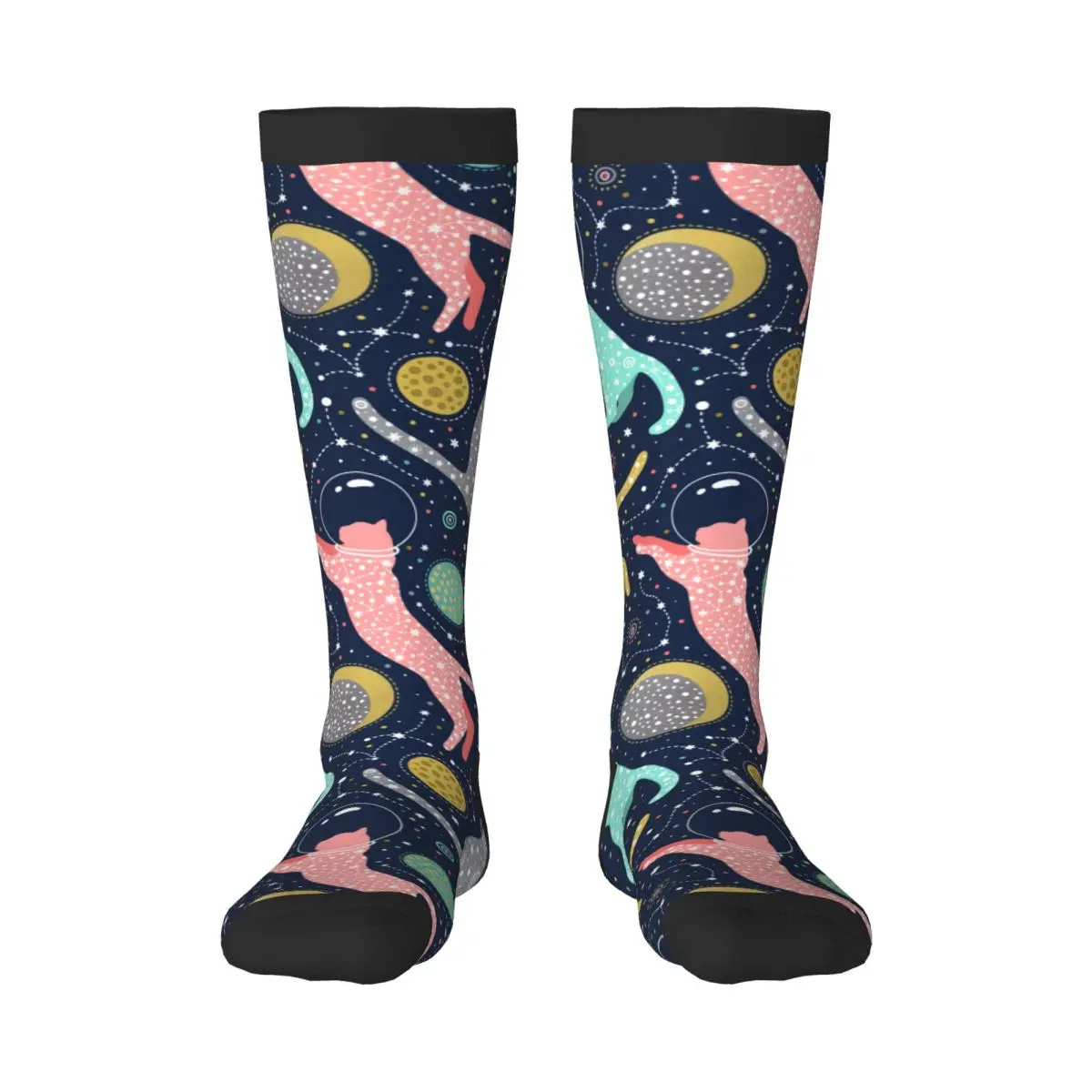 

Casual Stockings Cosmic Cats Astronauts In Helmets Floating In Space Knee Thigh High Long Socks