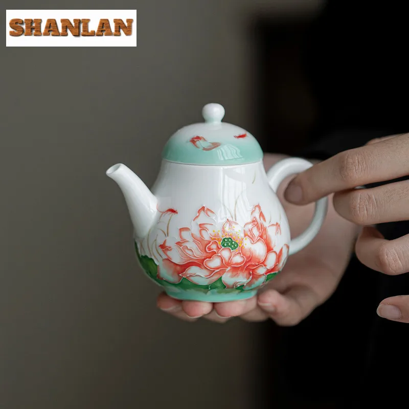 

135ml Hand-painted Lotus Teapot Retro Tea Infuser Pot Tea Maker Kettle With Filter Chinese Tea Tableware Accessories Ornaments