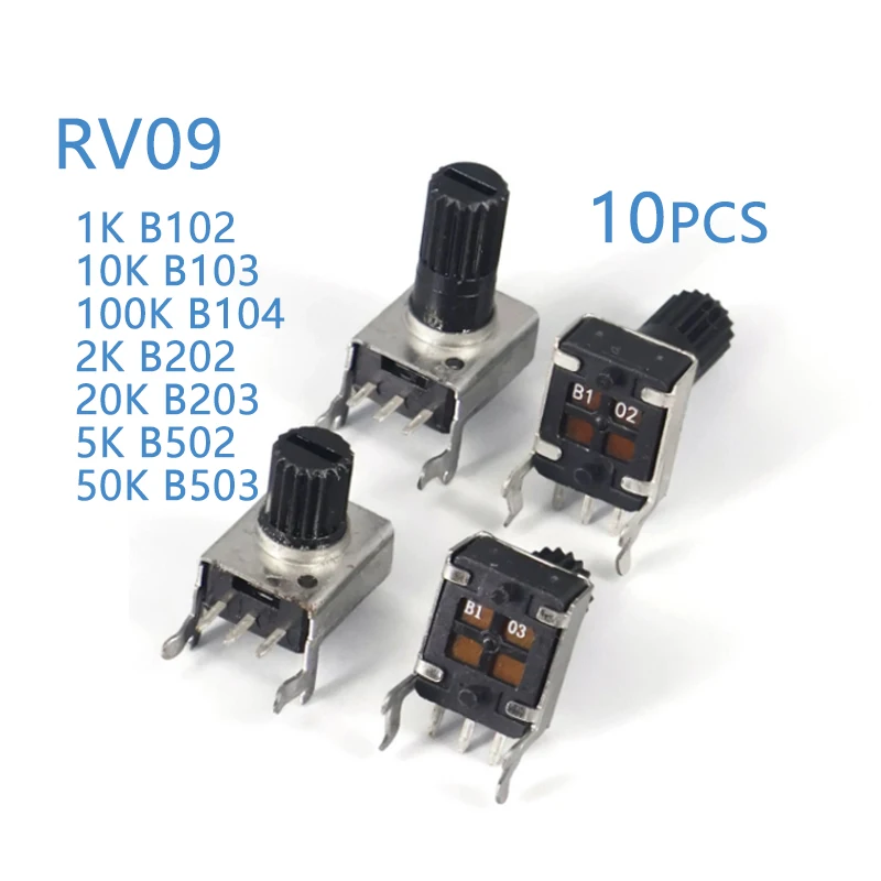 10 шт. RV09 горизонтальный тип 7,5 мм 12,5 мм вал 1K 2K 5K 20K 50K 100K 10K потенциометр 0932 регулируемый резистор