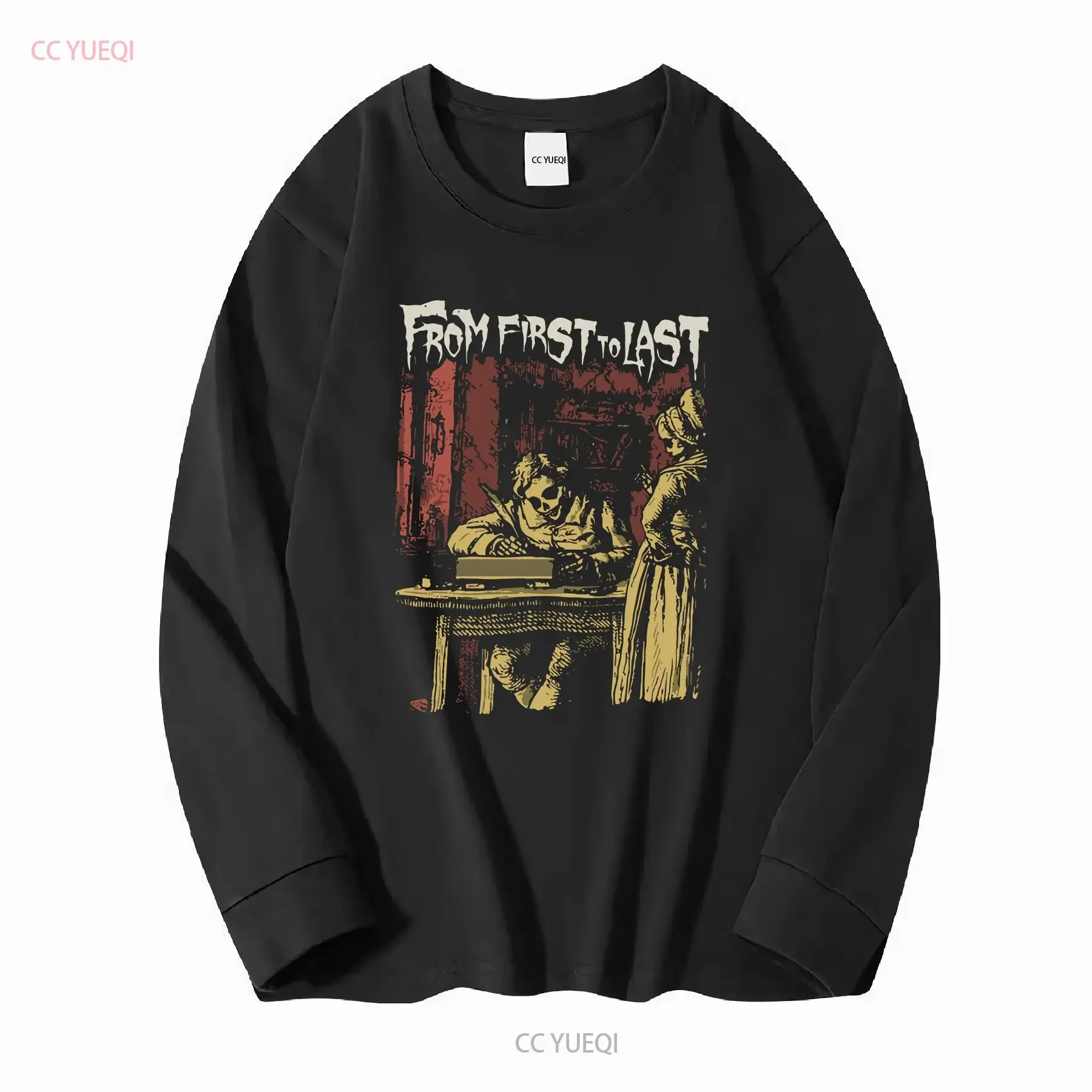 FROM FIRST TO LAST FFTL Sonny Moore Skeleton CouplePost Hardcore Band T Shirt vintage Washed Stretched homme streetwear