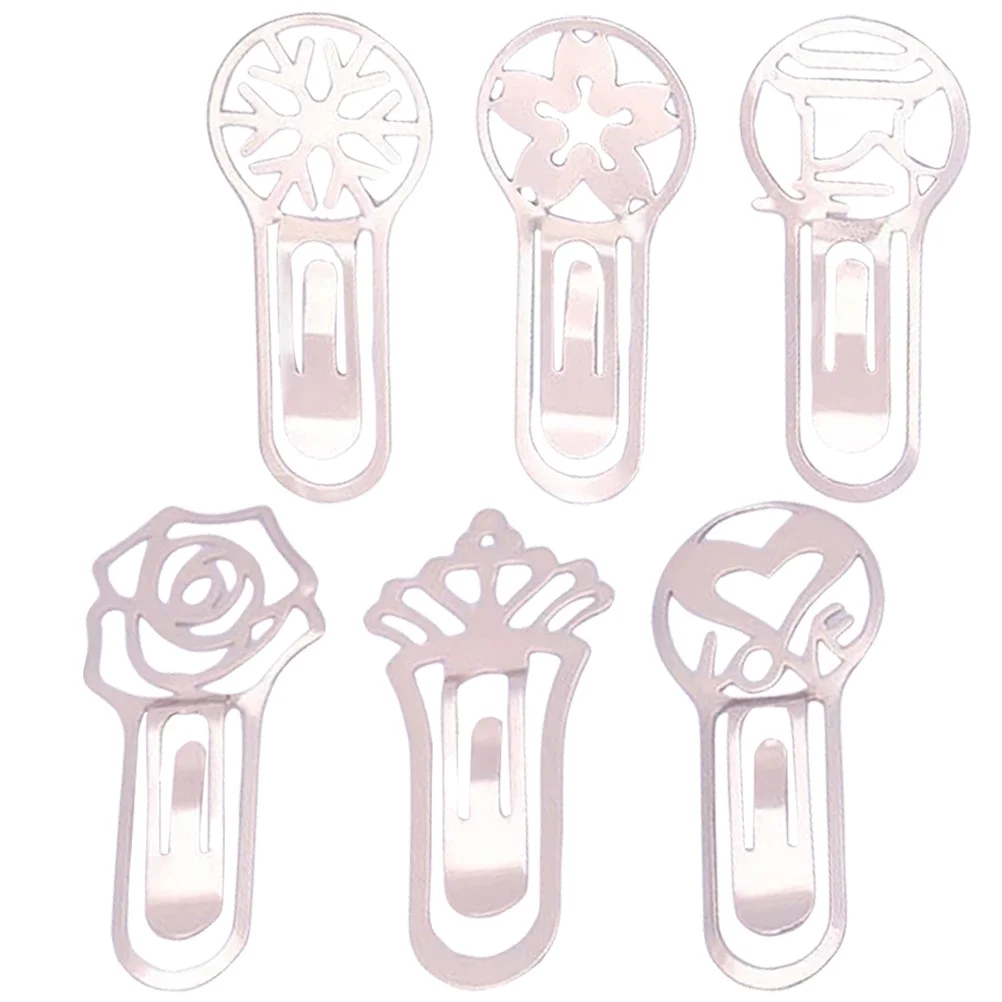 

6Pcs Metal Bookmarks Classical Elegant Page Markers for School Office Reading Book Clips Portable Use Metal Bookmarks