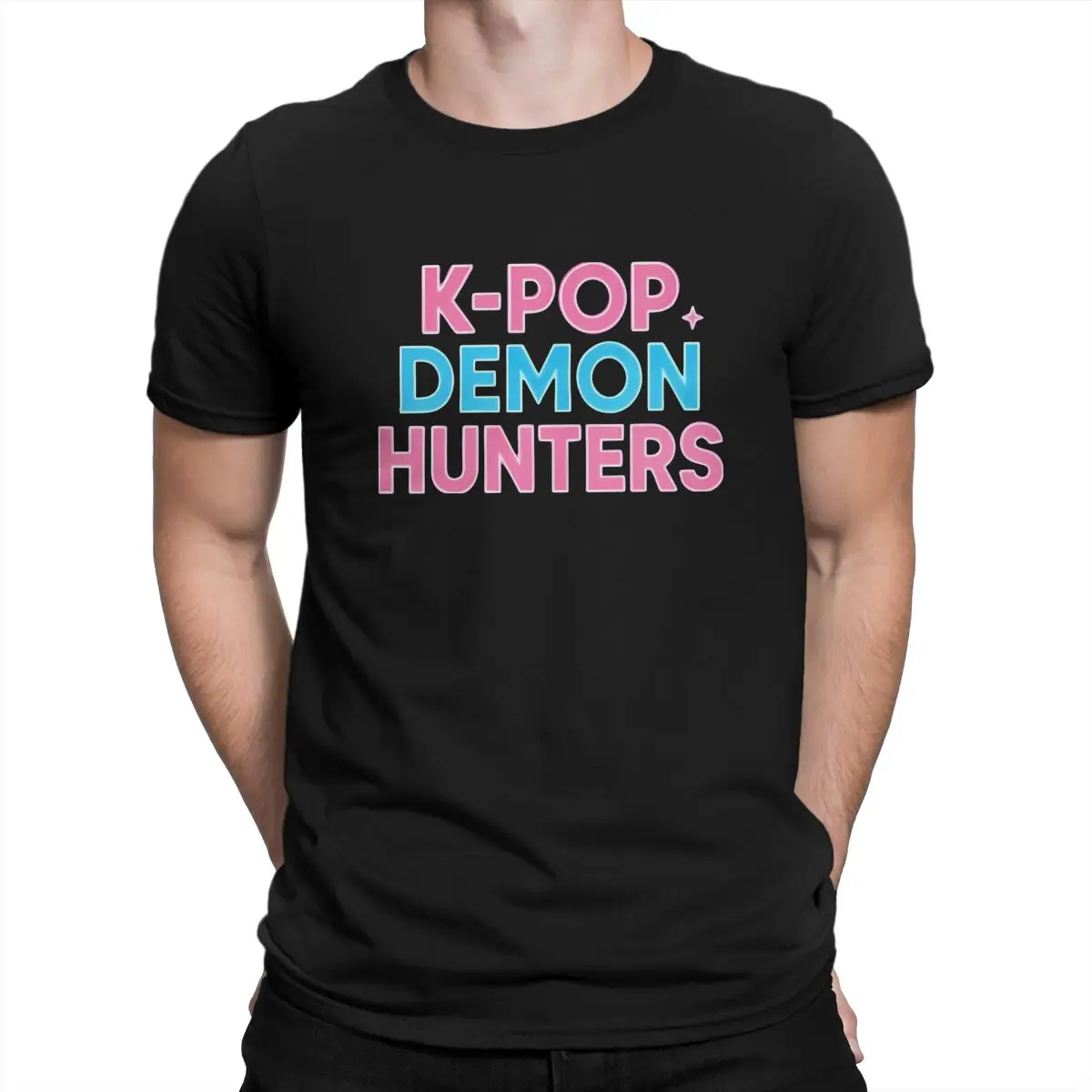 

KPop Demon Hunters аниме футболка с круглым воротником классическая футболка из полиэстера мужская модная одежда