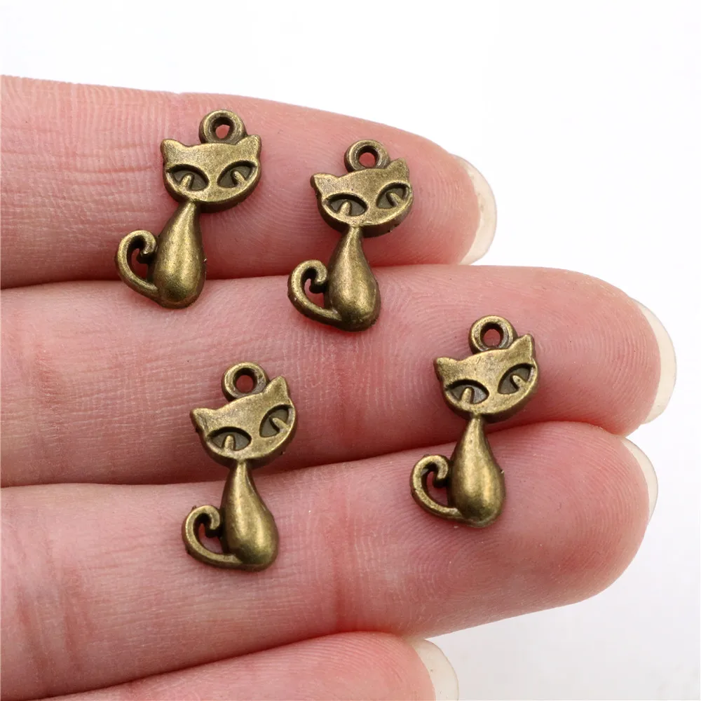 15pcs Charms cat fox 17x9mm Antique Making pendant fit,Vintage Tibetan Silver Plated  Bronze,DIY bracelet necklace