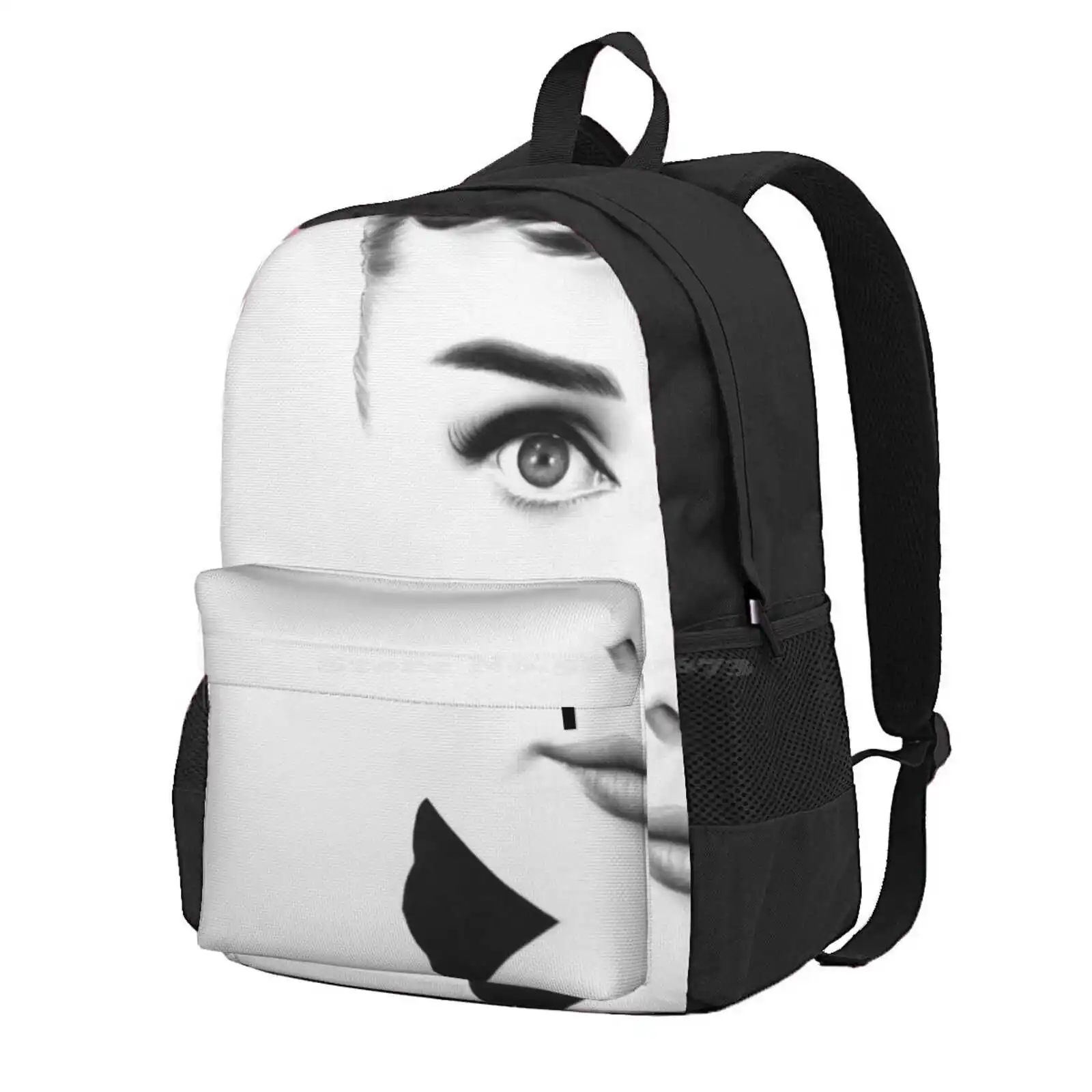 The Half Series. Audrey Hepburn Hot Sale Schoolbag Backpack Fashion Bags Audrey Hepburn Pencil Half Face Old Movie Star Vintage