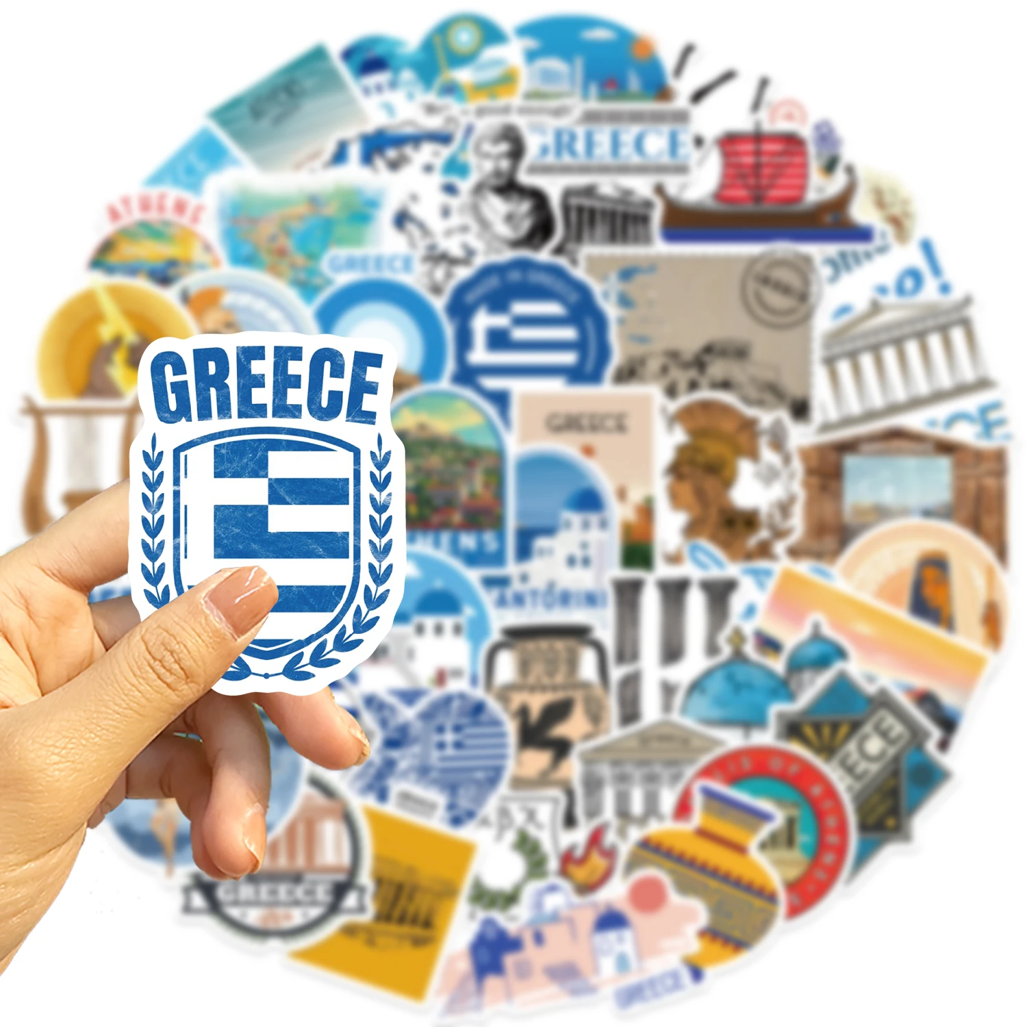 50pcs Greece City Travel Stickers World Famous Tourist Landscapes Decals DIY Scrapbook Luggage Phone Car Sticker Toy﻿