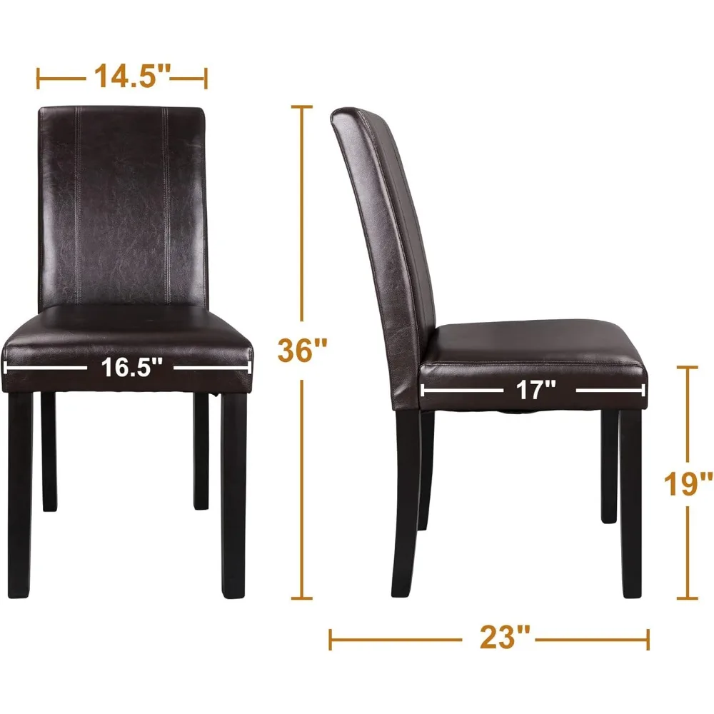 Faux Leather Dining Chair Set of 4 with Wood Legs Waterproof & Oilproof Stretch Kitchen Dining Room Restaurant Chairs image 3