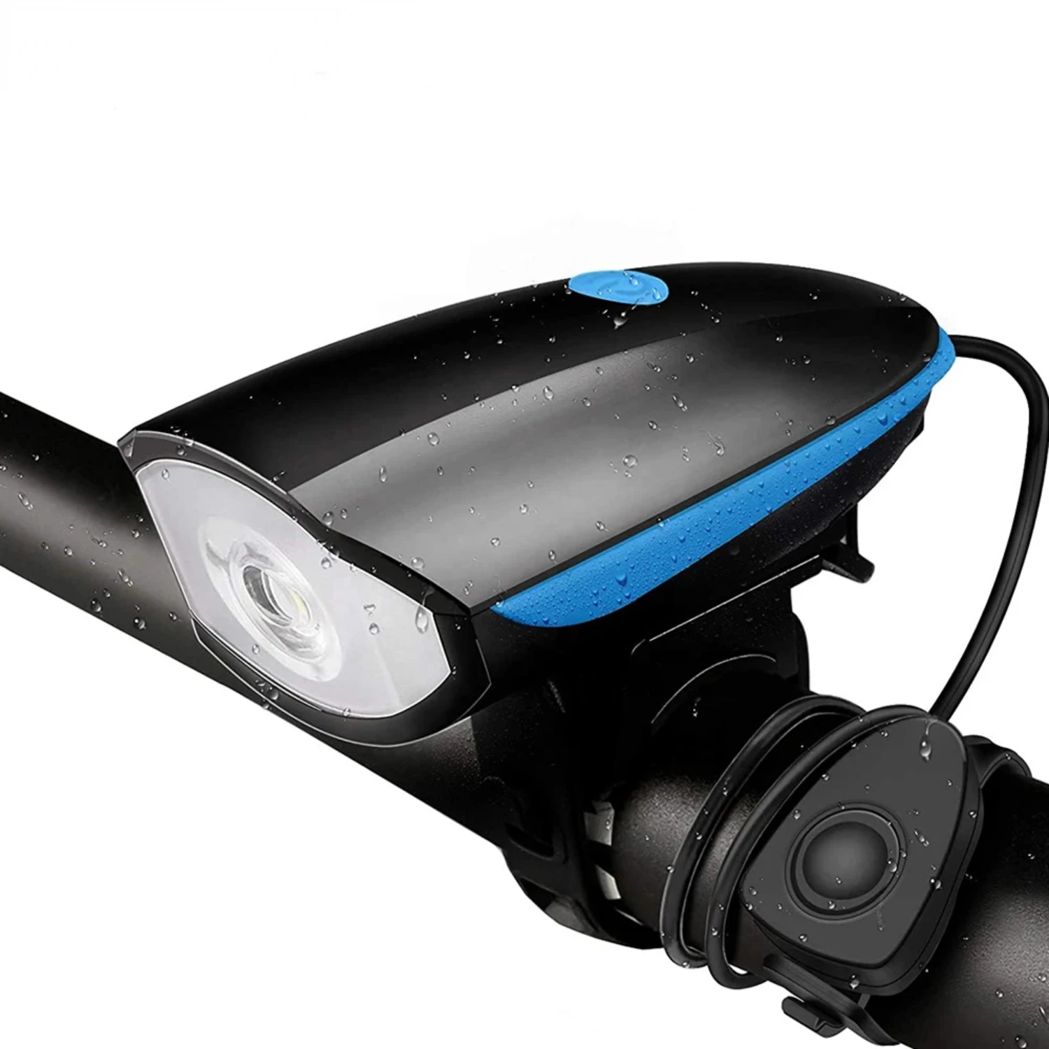 

Durable, bright, and waterproof USB rechargeable bicycle front light with bell - perfect for outdoor MTB cycling - includes 3 mo
