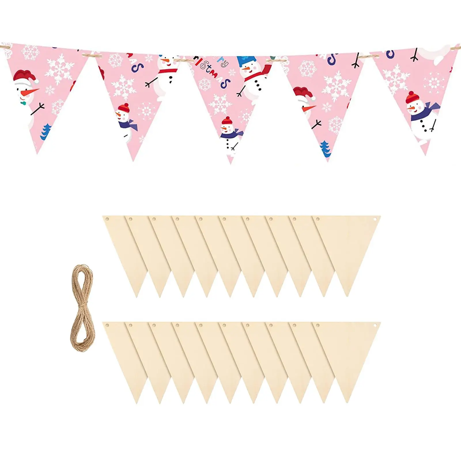 20 Pieces Pennant Banner Triangle Flags DIY Craft Garland Wood Unfinished