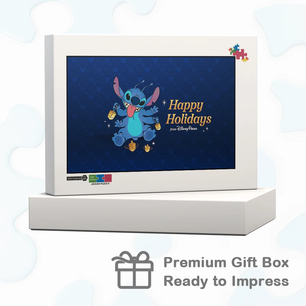 Puzzle Hanukka Stitch Parki Disneya Świąteczne Zabawki Edukacyjne 108/200/300/500/1000/1500 Elementów Unikalny Design Gra Puzzle