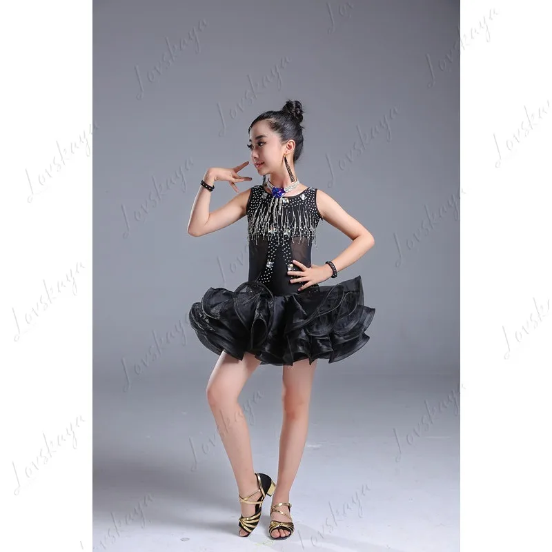 Nowy strój do tańca latynoamerykańskiego dla dzieci - sukienka do tańca latynoamerykańskiego dla dziewcząt, idealna na występy i zawody.