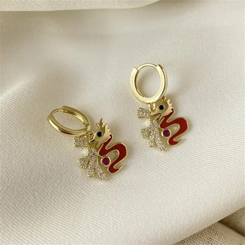 Traditional Design Dragon Earrings Spring Festival Jewelry And Accessories Craftsmanship Fulong Earrings Chinese Style Earring