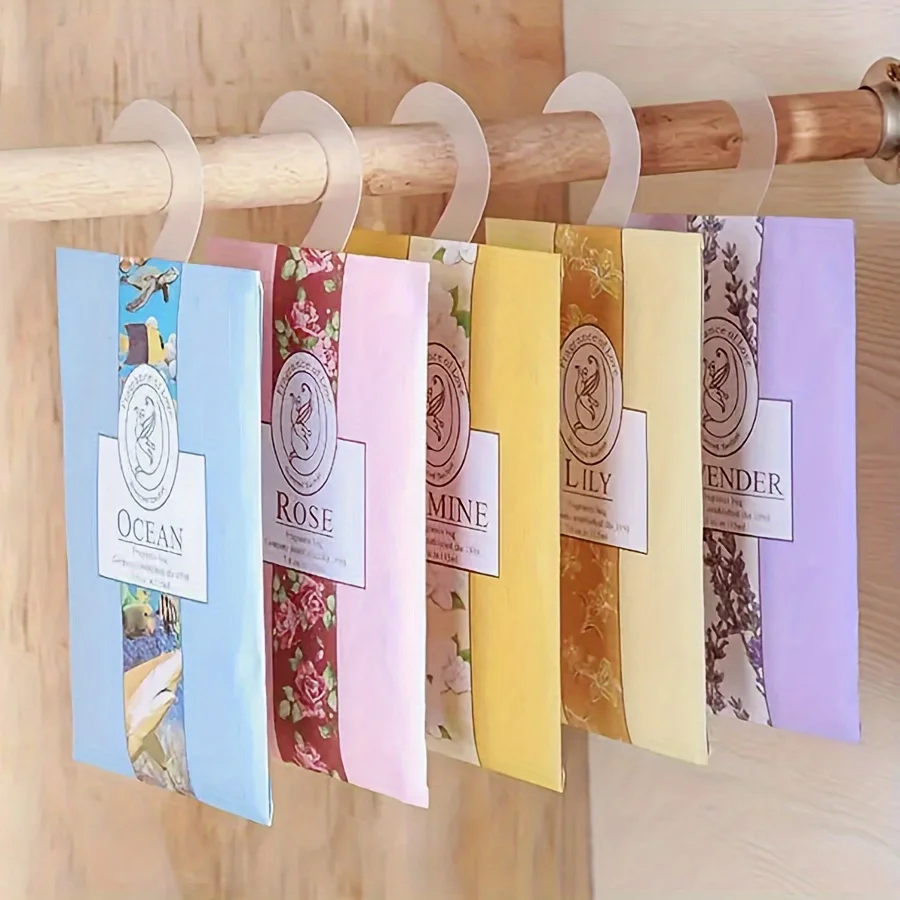 5 قطع من أكياس رائحة الخزانة المحمولة، أكياس معطرة معلقة متينة، أساسيات المنزل والطلاب، منظم لتنقية الهواء