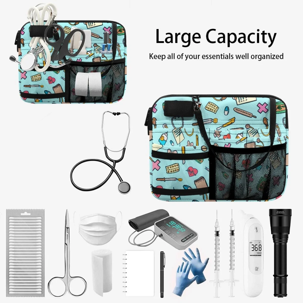 Bolsa organizadora de enfermagem ajustável para mulheres, Fanny Pack, bolsa de cinto com compartimento múltiplo, organizador médico, apto para médico, assistente