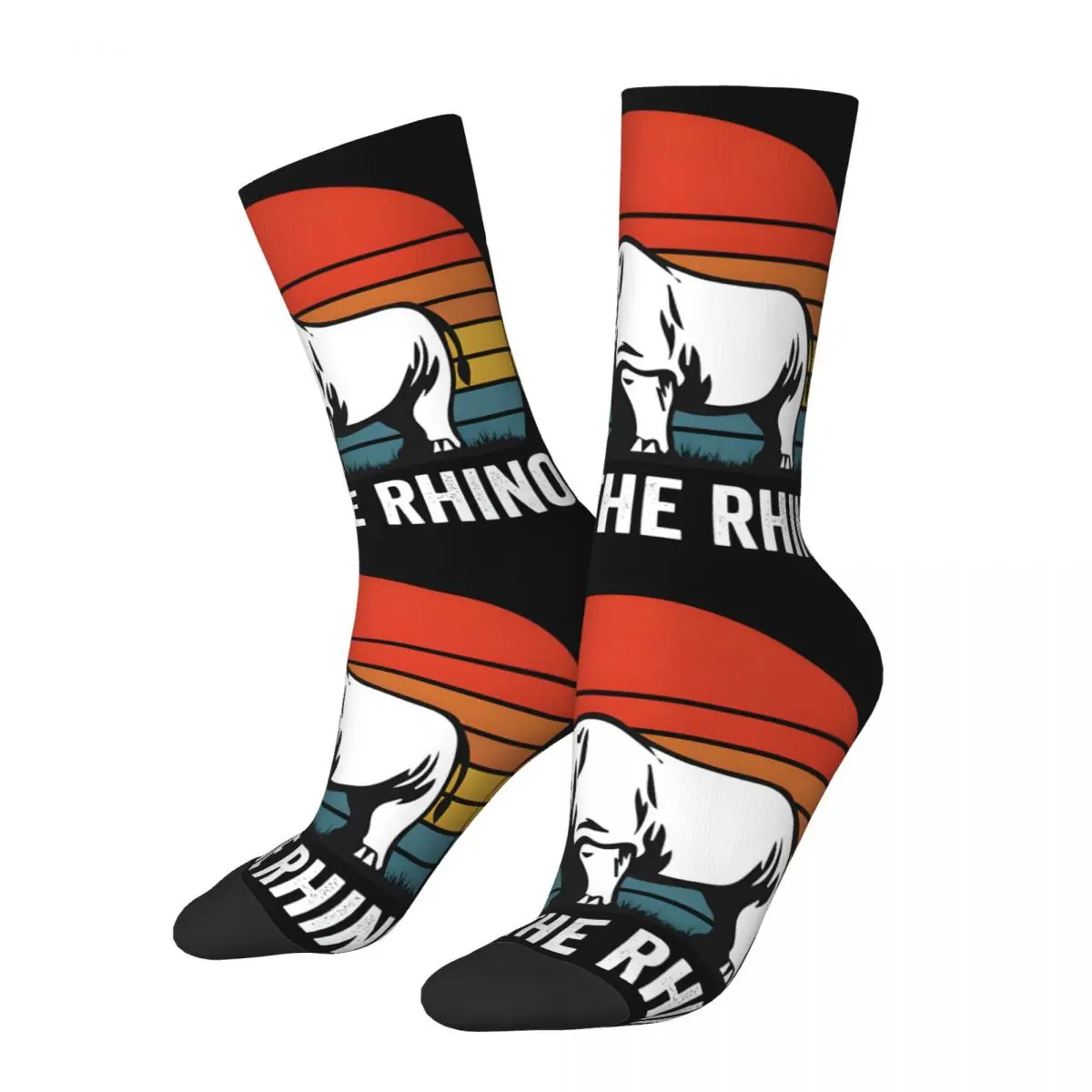 

Retro Bandwagon Men's compression Socks Unisex Rhino Street Style Pattern Printed Novelty Crew Sock