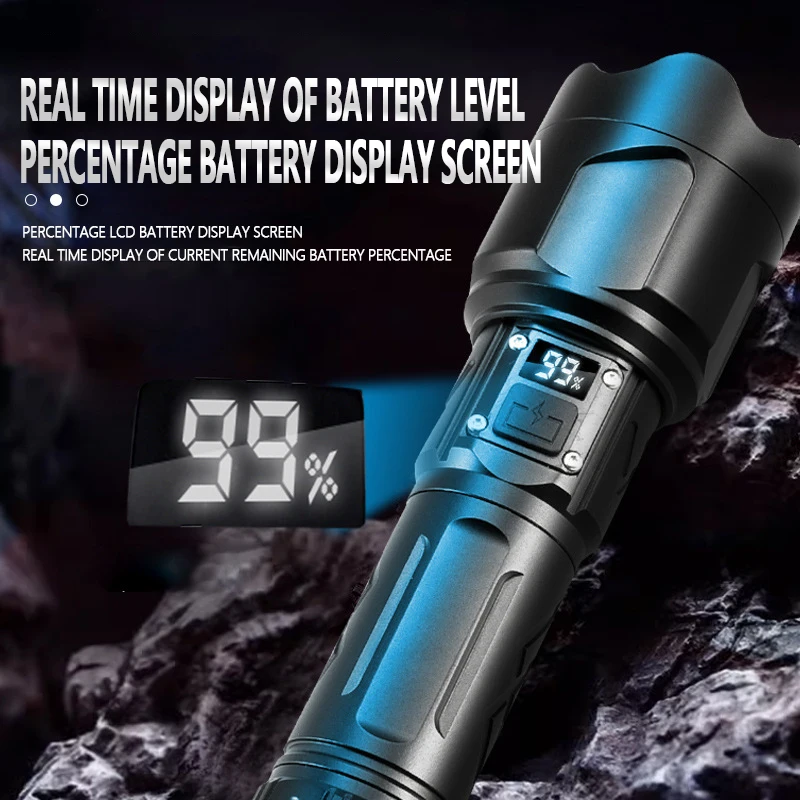 LiitoKala LF-2305 7-speed LED Power Display Power Bank Telescopic Zoom Type-C Rechargeable White Laser Core 26550 Flash Light