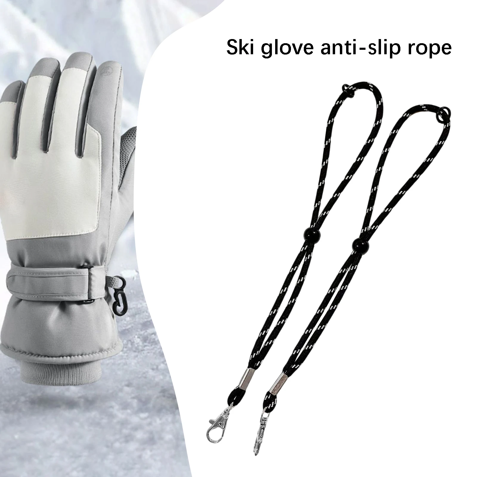 2 Pcs Ski Glove Leash 25/150cm Glove Lanyard String Attachment Straps Connector Professional Ski Wrist Straps for Winter Ski