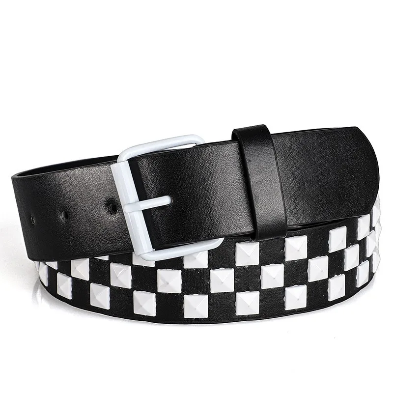 Bunter Nietengürtel für Damen, Unisex-Gürtel im Y2K-Stil, Heavy-Metal-Gürtel, europäischer und amerikanischer Punk-Rock-Jeansgürtel – Detail 5