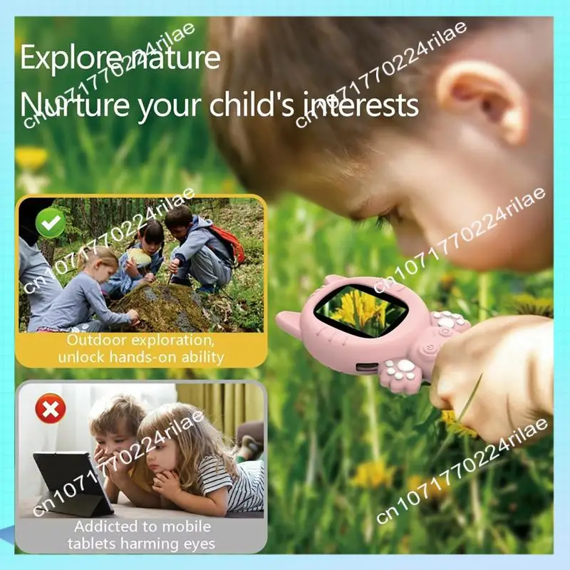 A17Z Microscopio per bambini Fotocamera 500X Microscopio portatile Fotocamera da 2 MP con 8 LED Rosa