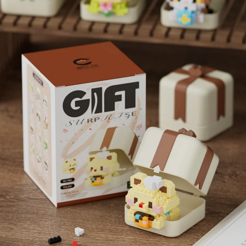 صندوق هدايا للحيوانات الأليفة، تمثال كرتوني، مكعبات بناء ألعاب الأطفال