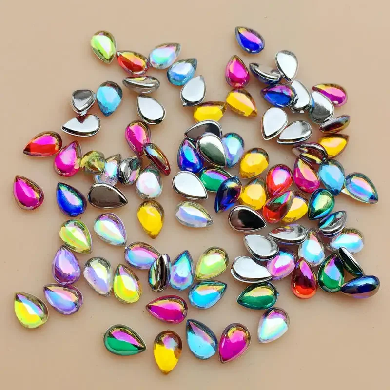 Glitter 200Pcs 4*6mm Glass Water drop Rhinestones Flat Back stones and crystals For Nails Art decorations costume A56