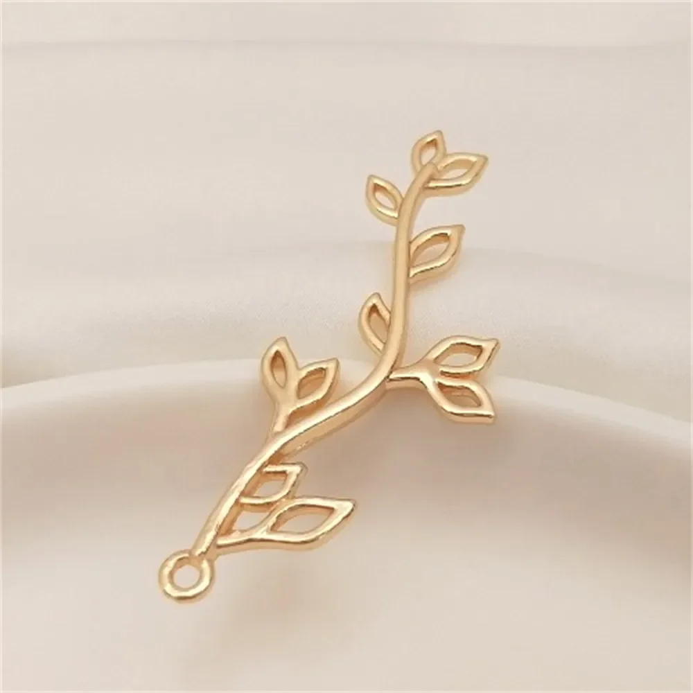 

14K Gold Wrapped Leaf Pendant DIY Handmade Earrings, Earrings, Hairpin Accessories, Long Branch and Leaf Pendant Accessories